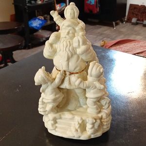 Old Porcelain Santa Claus Music Player Musical Turn spins Christmas Seasonal dec